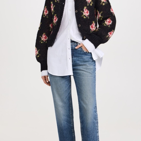 The Great. Size 2 MEDIUM CAROUSEL Black w/ roses cardigan sweater NEW NWT MINT!! - Picture 4 of 15